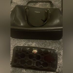 Elegant Black Coach crossbody and wallet